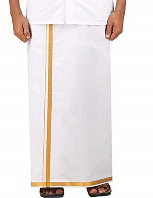 MINISTER COTTON DHOTHI Men's Cotton Dhoti | Veshti | 8 Mulam (4 Meters) Solid Men Dhoti
