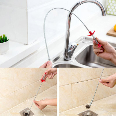 Ganesh 60CM drain cleaning apparatus of stainless steel spring household drain tool hair cleanser Crystal Drain Opener(100 g)