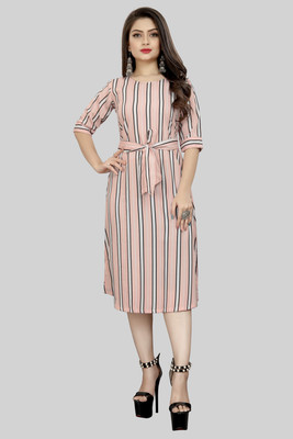 tanvi creation Women A-line Pink Below Knee Dress
