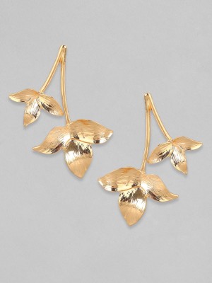 RUBANS Tokyo Talkies X Rubans Leaf Shape Gold Plated Handcrafted Drop Earrings Alloy Drops & Danglers