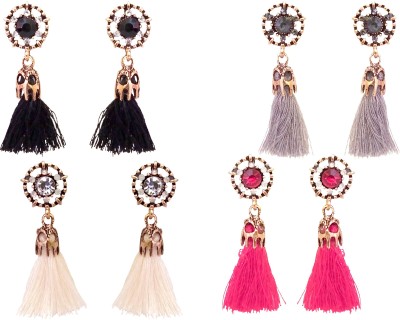 Miraya Multicolour fabric tassel earring combo Alloy, Fabric Tassel Earring