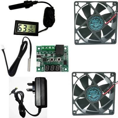 CyberSupreme W1209 Temperature Adaptor DC Cooling Fan & Temperature Humidity Meter Temperature Sensor and Controller Electronic Hobby Kit
