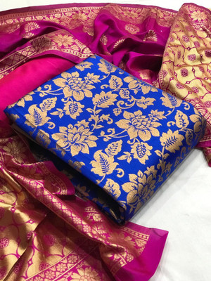 Dutt Textiles Silk Blend Self Design Salwar Suit Material