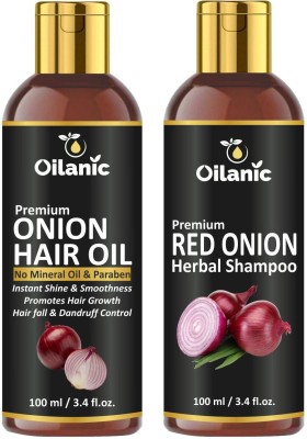 Oilanic Premium Onion hair Oil & Red Onion herbal shampoo Combo pack of 2 bottles of 100 ml(200 ml) Hair Oil(200 ml)