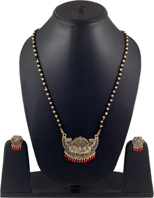 SR Sarthak Royal Copper Gold-plated Red Jewellery Set(Pack of 1)