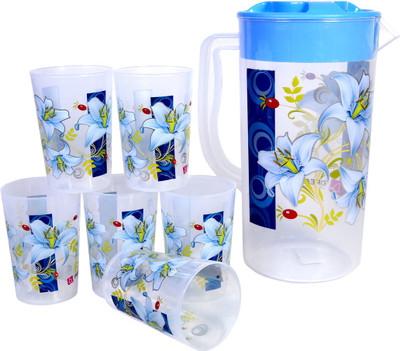 VIJAY EXPORT DREAMZ Blue 1 JUG 6 GLASS SET Jug Glass Set(plastic)
