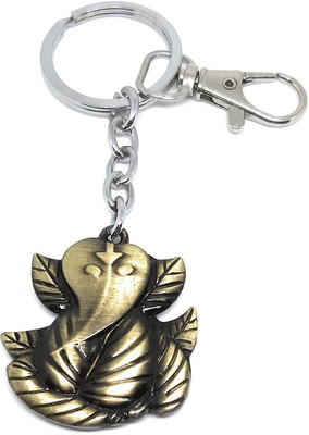 Aura Leaf Ganesha Ganpati Vighnaharta Ekdant Vishwavinayak Keychain Keyring For Bike Car House Office Keys Boys Girls Siddhivinayak Metal Key Chain