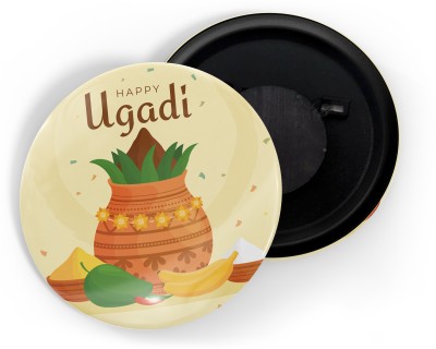 dhcrafts Pink Ugadi D3 Pack Of 1 Fridge Magnet Pack of 1(Pink)