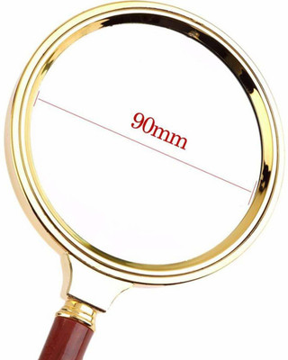 Siaan 90mm Red Wooden Handle Magnifier Glass Antique Handheld Magnifier 20X Pocket magnifier(Gold)