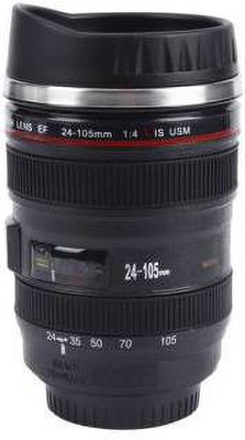 VINCURA Camera Lens Shaped Coffee / Insulated Travel with 1 Lid Plastic, Stainless Steel Coffee (350 ml) Stainless Steel Coffee Mug(350 ml)
