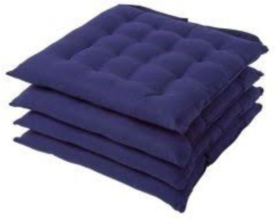 Texlux Microfibre Solid Chair Pad Pack of 4(Dark Blue)