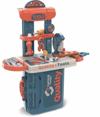 oxy creation DIY Portable Premium Quality Tool Set for Kids, Pretend Play Set, Role Play, Construction Tool Workbench Tool for Kids Boys with Briefcase