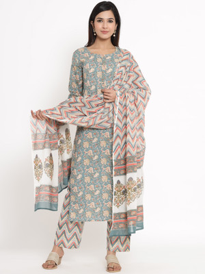KBZ Printed Kurta, Palazzo & Dupatta Set