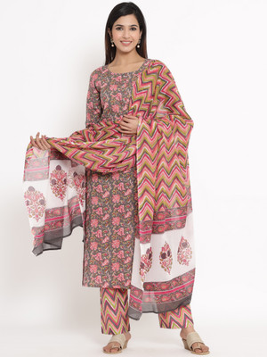 Hisham Floral Print Kurta, Palazzo & Dupatta Set