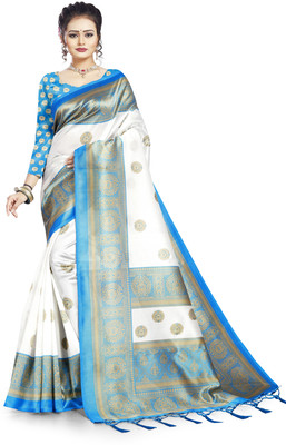 Saadhvi Printed Bollywood Art Silk Saree(White)