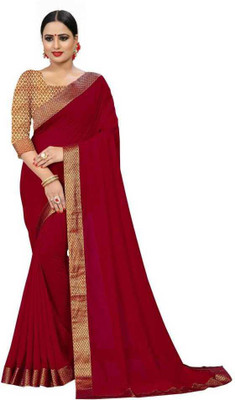 mahalaxmi fab Solid/Plain Bollywood Pure Silk Saree(Maroon)