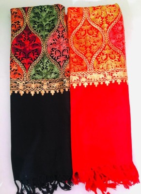 Kashmiri queen Wool Embroidered Women Shawl(Multicolor)