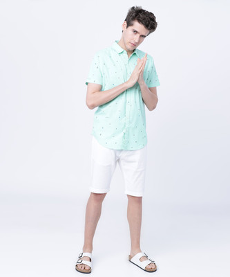 HIGHLANDER Men Printed Casual Light Blue Shirt