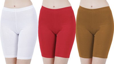 Buy That Trendz Solid Women White, Red, Brown Cycling Shorts