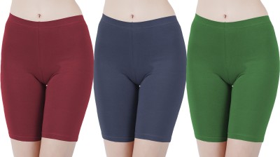 Buy That Trendz Solid Women Red, Blue, Green Cycling Shorts