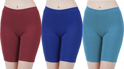 Buy That Trendz Solid Women Maroon, Blue, Blue Cycling Shorts