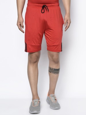 GLITO Solid Men Red Casual Shorts