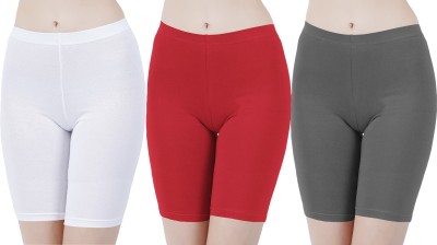 Buy That Trendz Solid Women White, Red, Grey Cycling Shorts