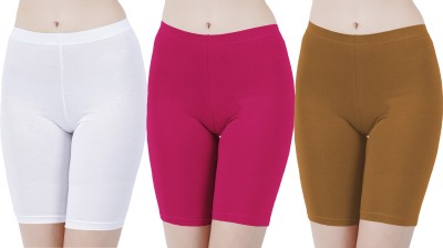 Buy That Trendz Solid Women White, Pink, Brown Cycling Shorts