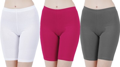 Buy That Trendz Solid Women White, Pink, Grey Cycling Shorts