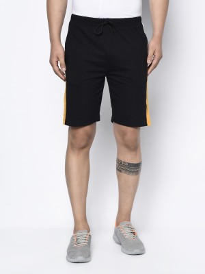 GLITO Solid Men Black Casual Shorts