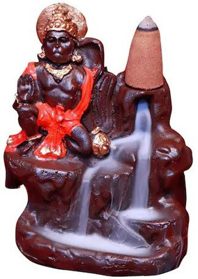 Poojan Samagri Lord Hanuman Fountain/Burner/Backflow/Idol Item/with Free 10 Smoke Back Flow Scented Cone Incense Decorative Showpiece  -  7 cm(Polyresin, Orange)