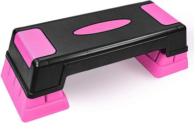 IRIS Fitness Workout Deck with 3 Level Adjustable Riser & Non Slip Textured Surface Stepper(Black, Pink)