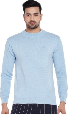 PEOPLE Solid Round Neck Casual Men Blue Sweater