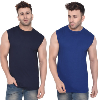 tfurnish Solid Men Round Neck Dark Blue, Blue T-Shirt