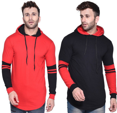 BEYOU FASHION Solid Men Hooded Neck Multicolor T-Shirt