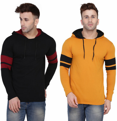 Lawful Casual Solid Men Hooded Neck Multicolor T-Shirt