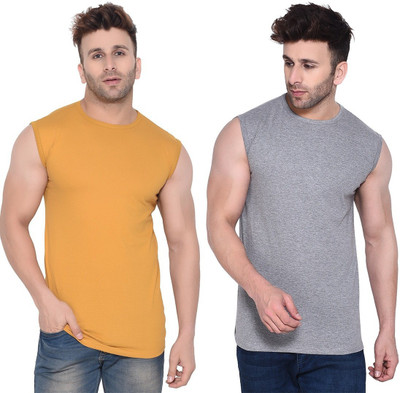 Money Leaf Solid Men Round Neck Silver, Gold T-Shirt