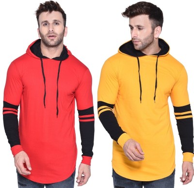 BEYOU FASHION Solid Men Hooded Neck Multicolor T-Shirt