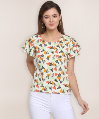 Oomph! Casual 3/4 Sleeve Printed Women Green Top