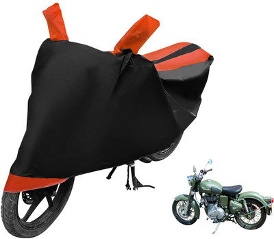 Auto Hub Two Wheeler Cover for Royal Enfield(Battle, Black, Orange)