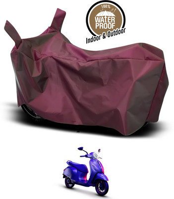 SEBONGO Waterproof Two Wheeler Cover for Bajaj(Chetak, Maroon)