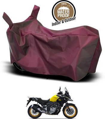 ANTHUB Waterproof Two Wheeler Cover for Suzuki(V Strom 650, Maroon)