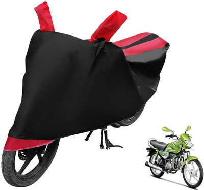 MOCKHE Two Wheeler Cover for Hero(HF Deluxe Eco, Black, Red)
