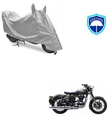 SRENTERPRISES Two Wheeler Cover for Royal Enfield(Battle Green, Silver)