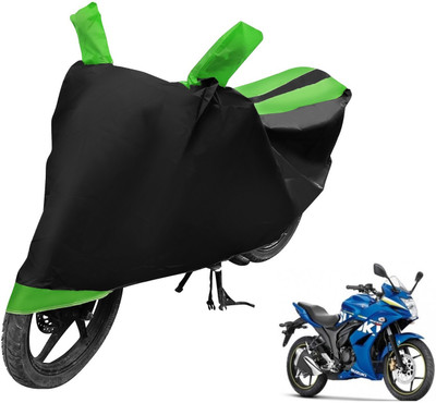 MOCKHE Two Wheeler Cover for Suzuki(Gixxer SF, Black, Green)