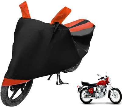 MOCKHE Two Wheeler Cover for Royal Enfield(Electra 5S, Black, Orange)