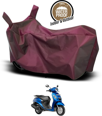 ANTHUB Waterproof Two Wheeler Cover for Yamaha(Fascino, Maroon)