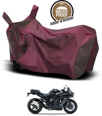 ANTHUB Waterproof Two Wheeler Cover for Kawasaki(Ninja H2, Maroon)
