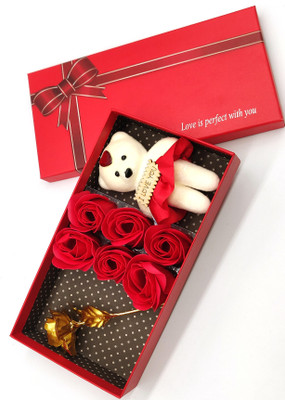 PRIDE STORE Artificial Flower, Soft Toy Gift Set