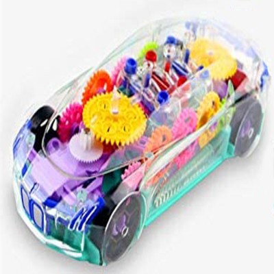 Toyvala Amazing Concept Transparent Mechanical Gear Toy Musical Car,Early Educational Learning Race Cars,Baby Car Toy with Automatic Steering,Universal Driving Color Lights Flashing Electric Toddler Car(Multicolor, Pack of: 1)